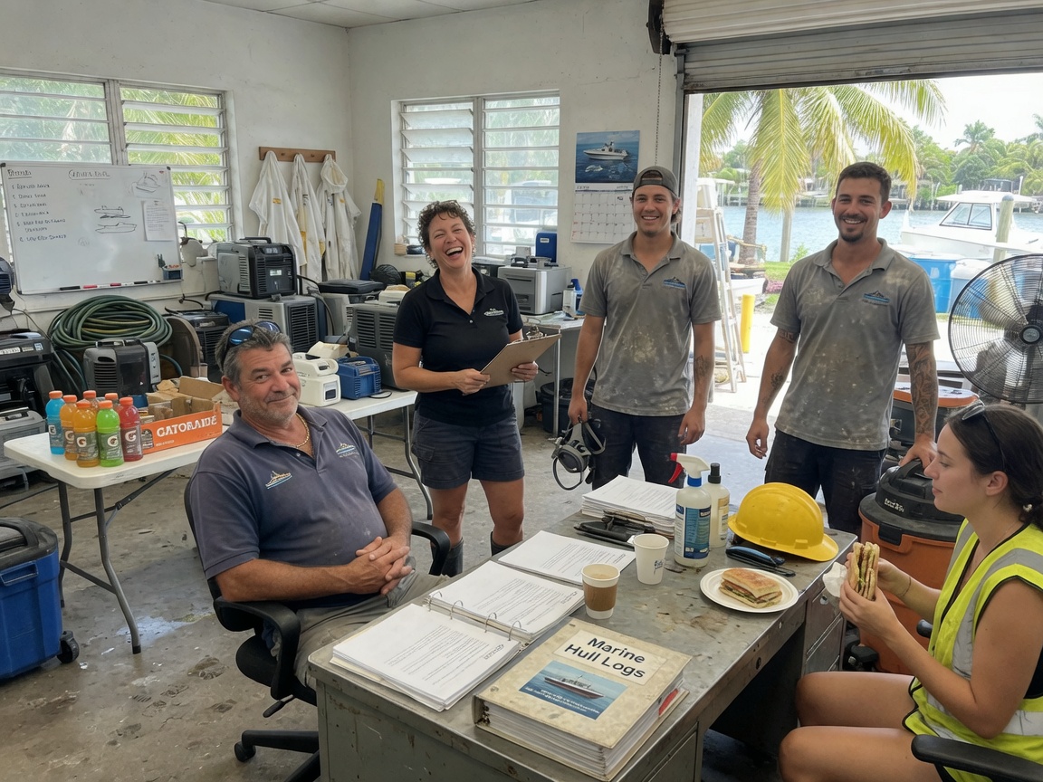 The Marine Mold Pros. team at work in Fort lauderdale